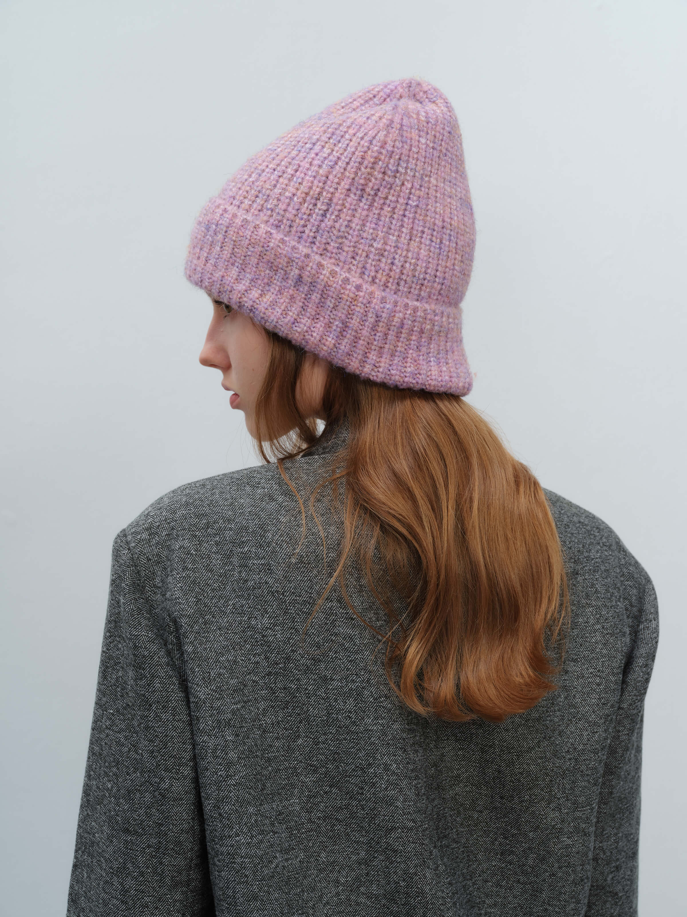 Wool Blend Cloud Beanie Scarf Matching Set - Purple - Image 10
