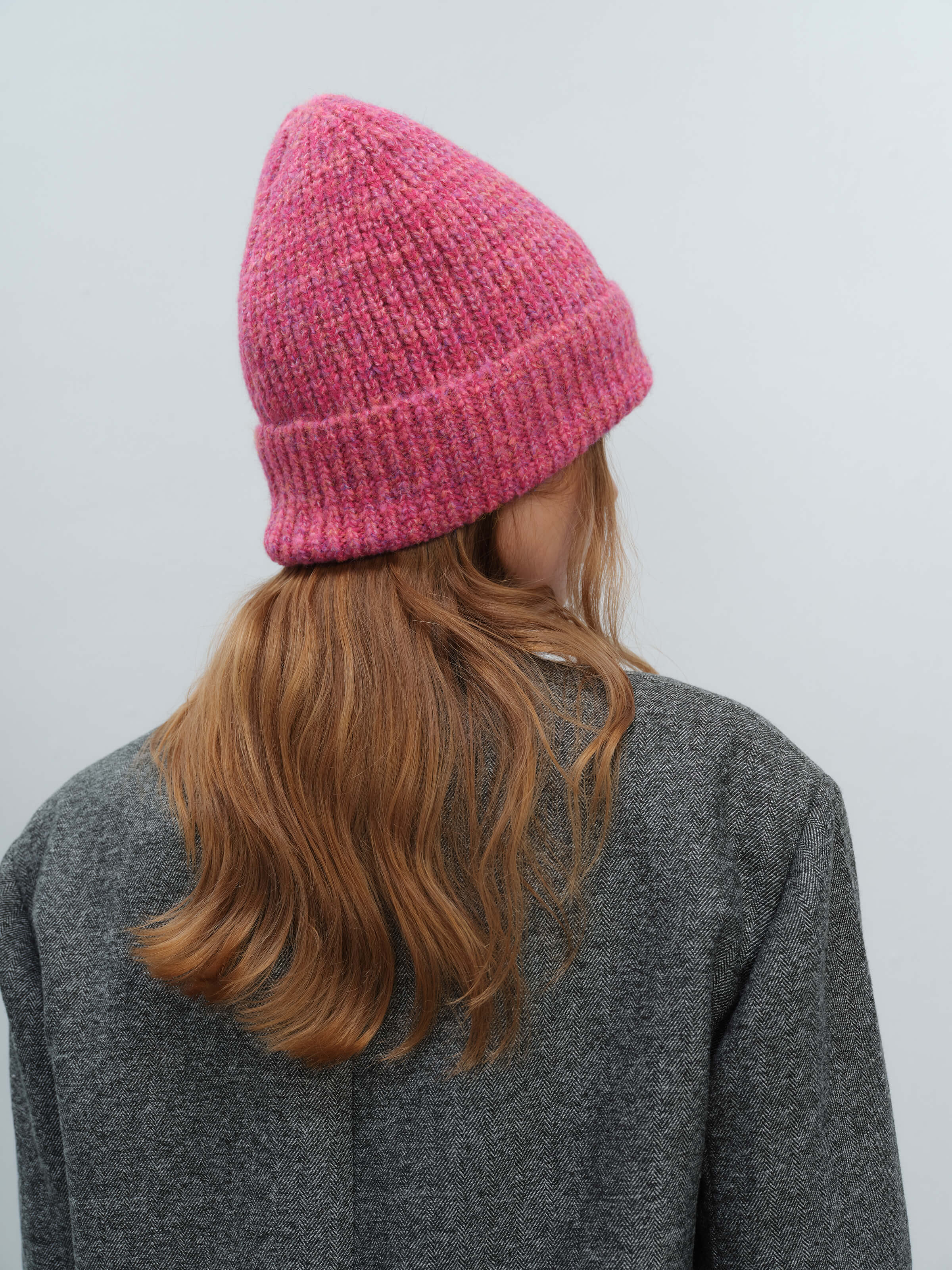 Wool Blend Cloud Beanie Scarf Matching Set - Rose - Image 11