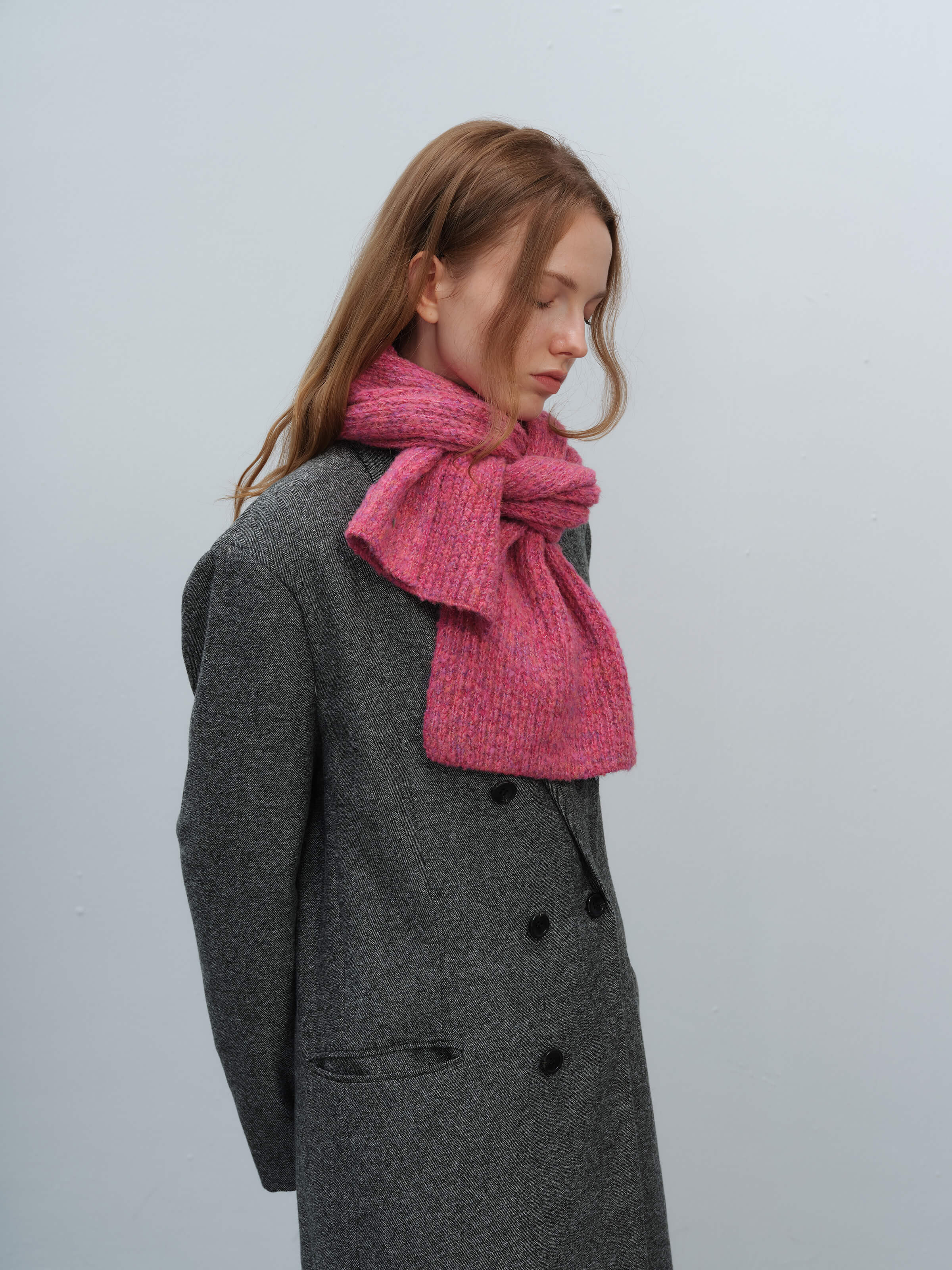Wool Blend Cloud Beanie Scarf Matching Set - Rose - Image 3