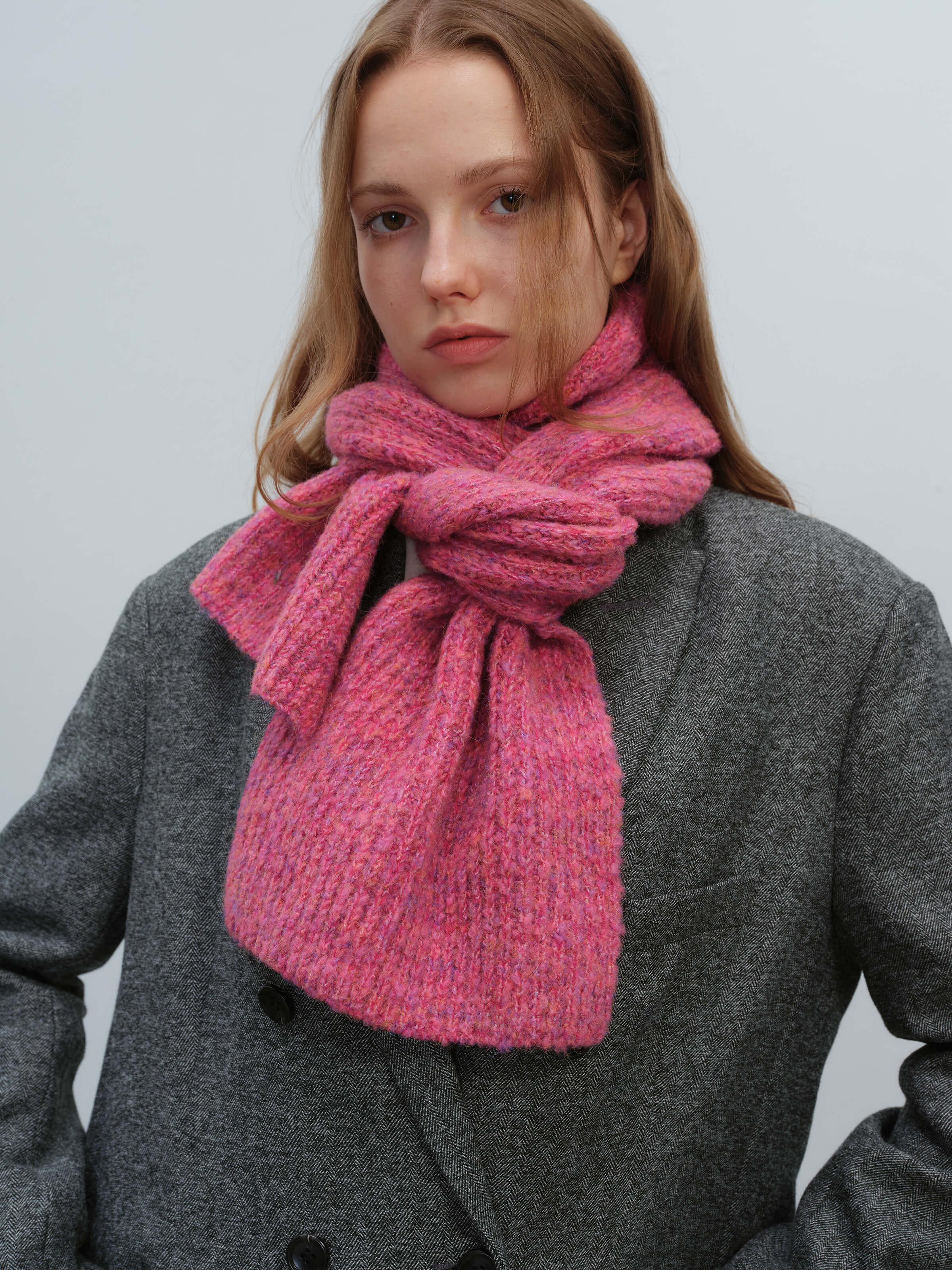 Wool Blend Cloud Beanie Scarf Matching Set - Rose - Image 4