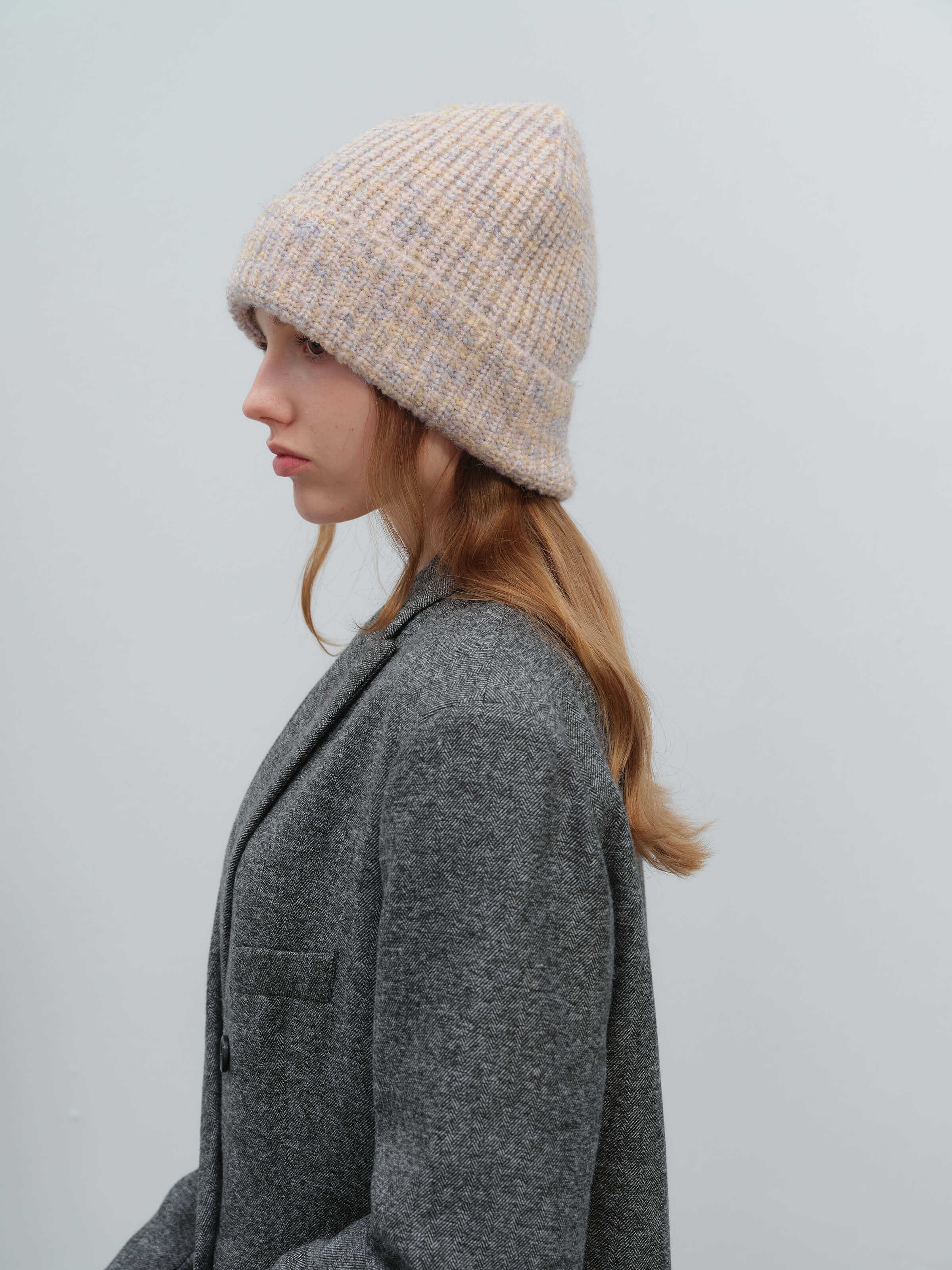 Wool Blend Cloud Beanie Scarf Matching Set - Taupe - Image 11