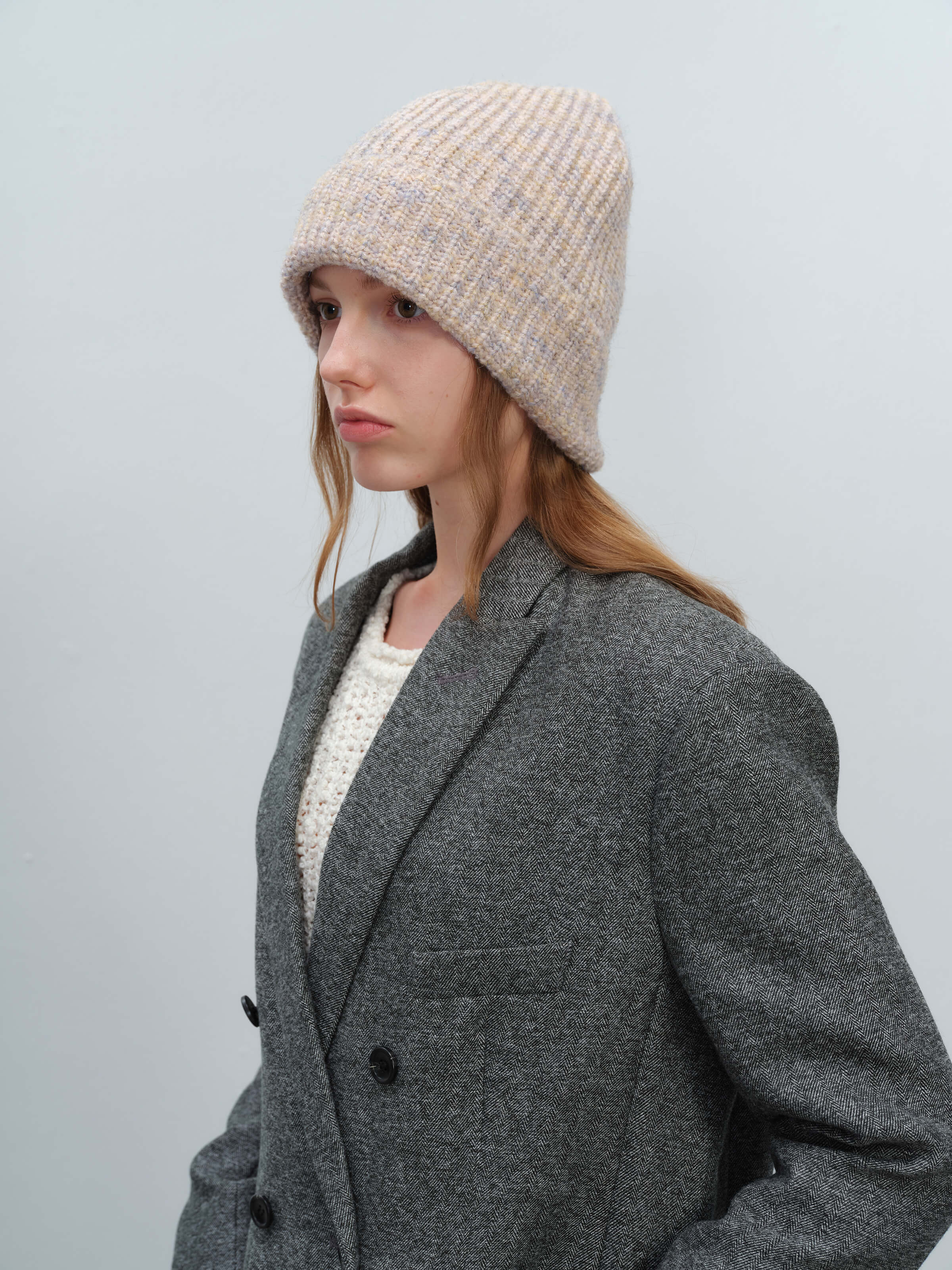 Wool Blend Cloud Beanie Scarf Matching Set - Taupe - Image 12