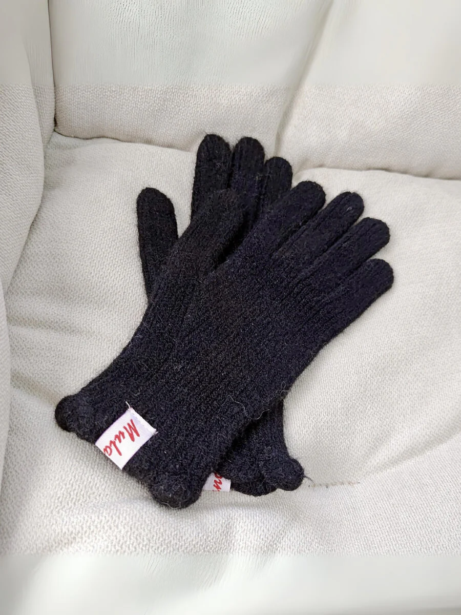 Wool Blend Curve Seam Knit Mittens - Image 4