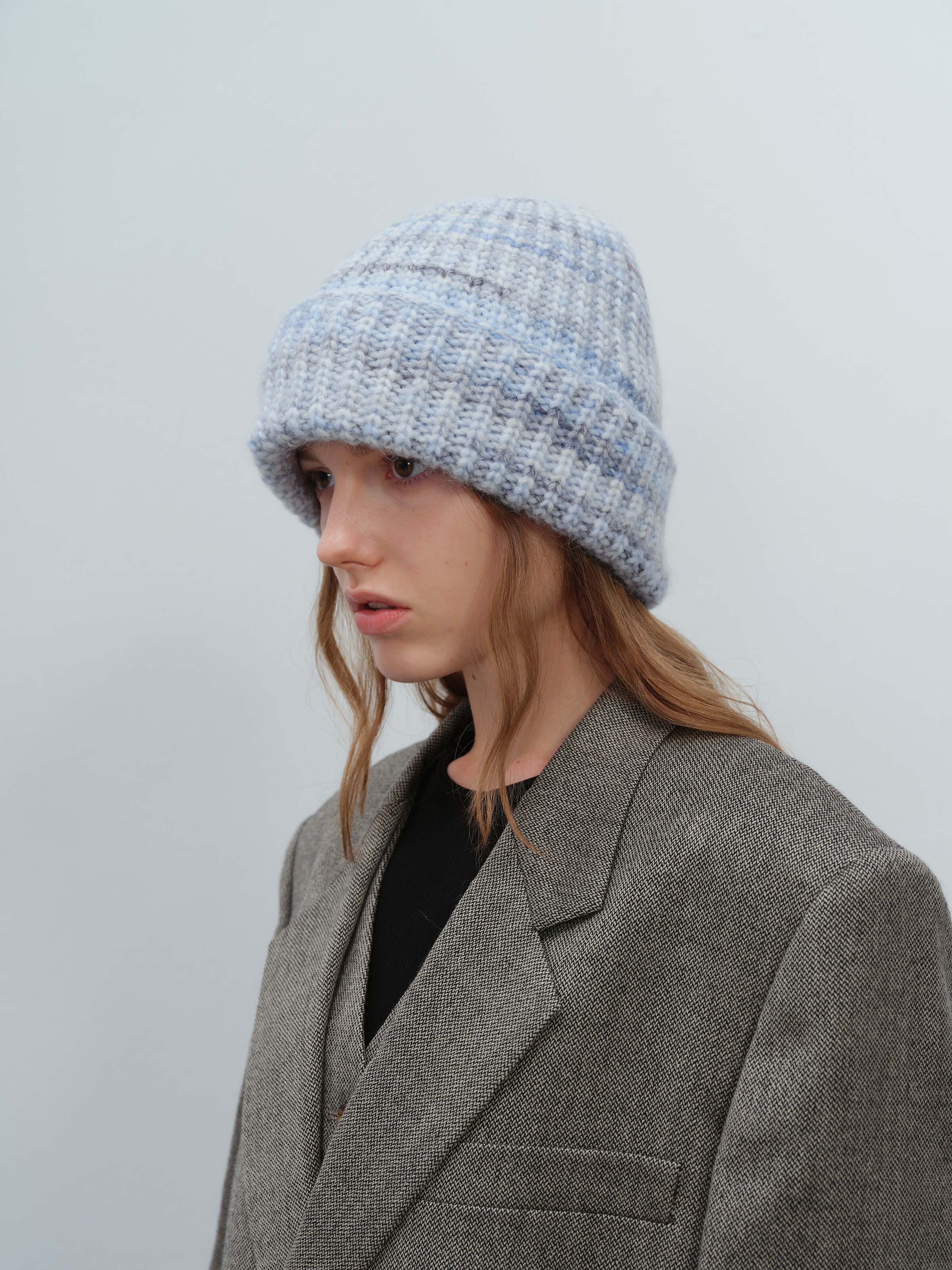 Wool Blend Gradient Knit Beanie - Blue - Image 2