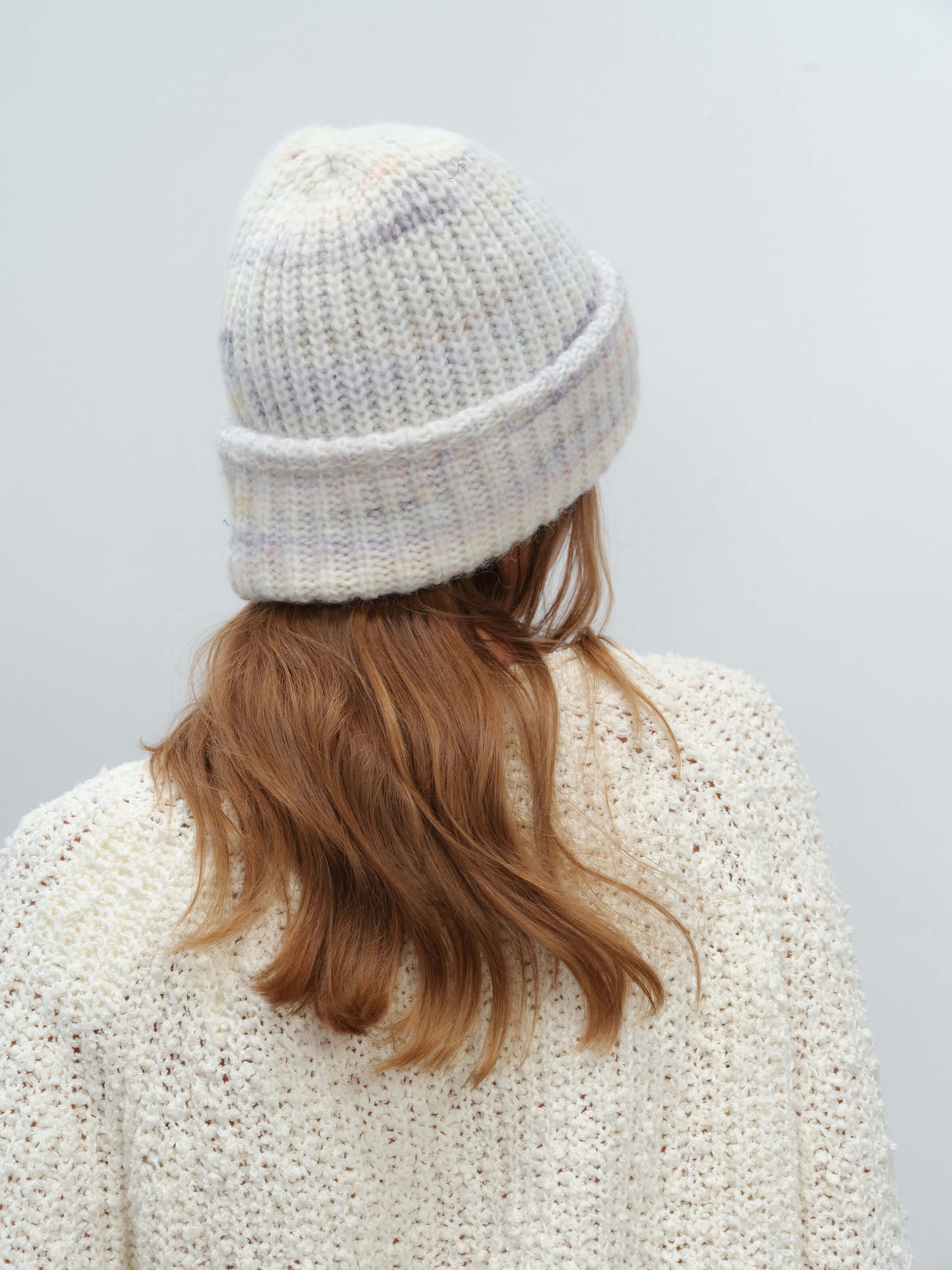 Wool Blend Gradient Knit Beanie - White - Image 10