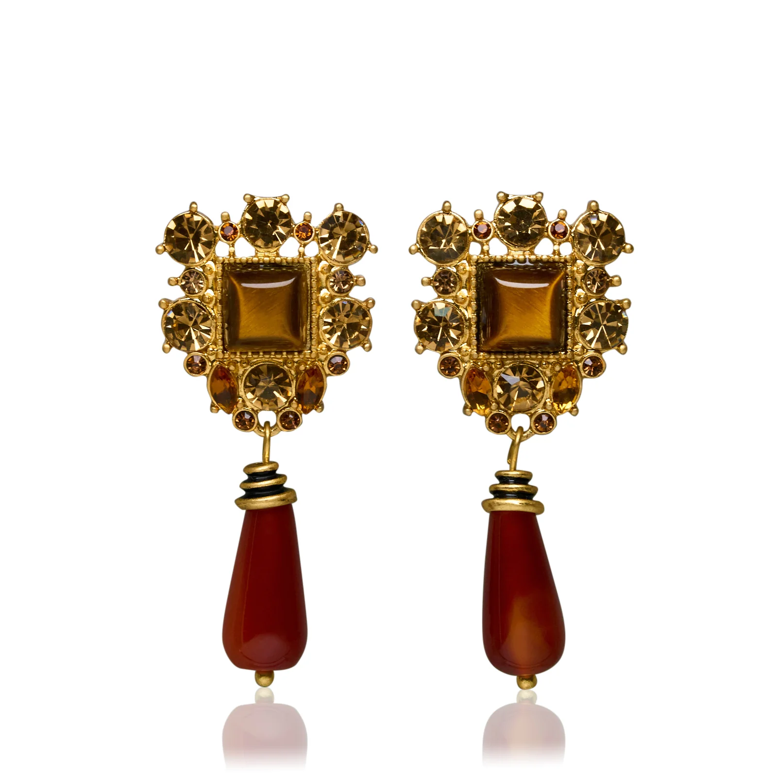 Wynn Gold Plated Rhinestone Chandelier Earrings - Image 7