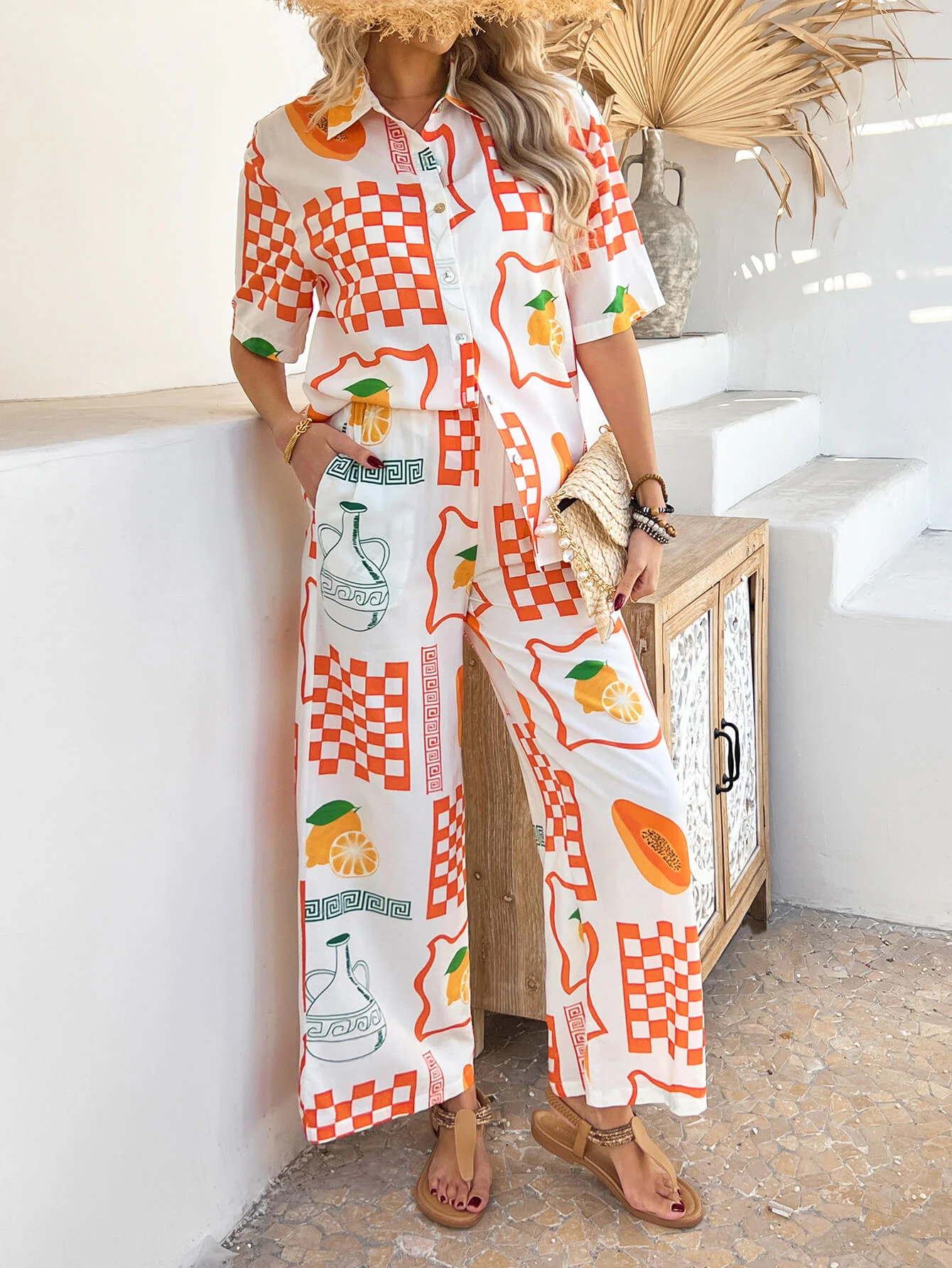 Yacht Party Loungewear Matching Set - orange - Image 2