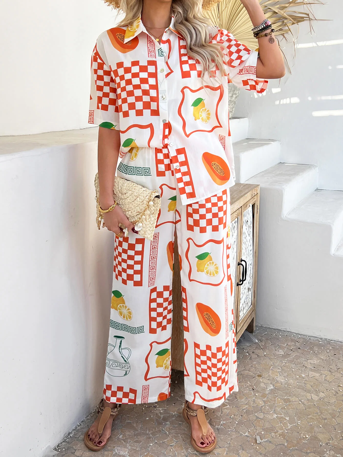 Yacht Party Loungewear Matching Set - orange - Image 5