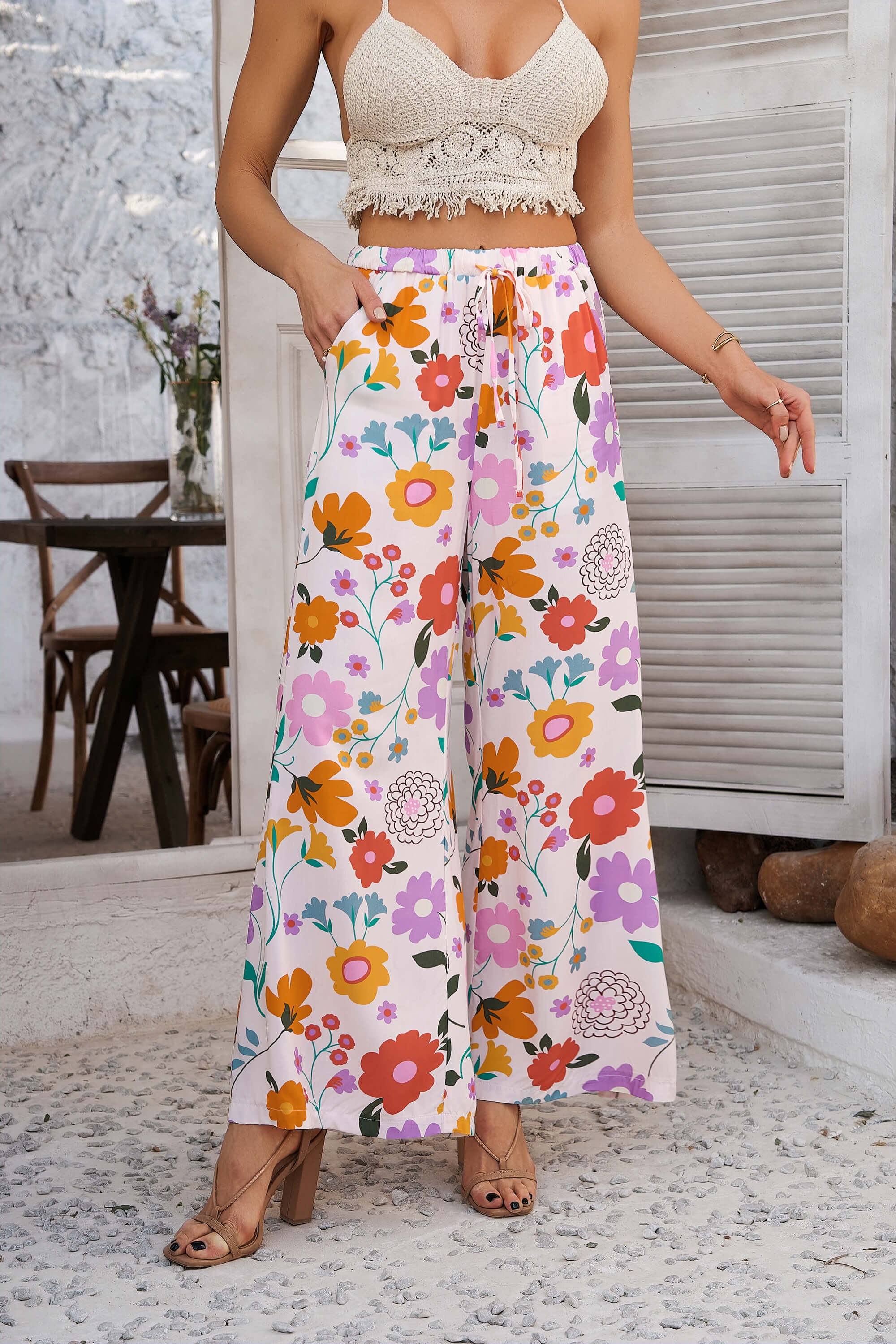 Yacht Party Wide Leg Pants - cream - Image 2