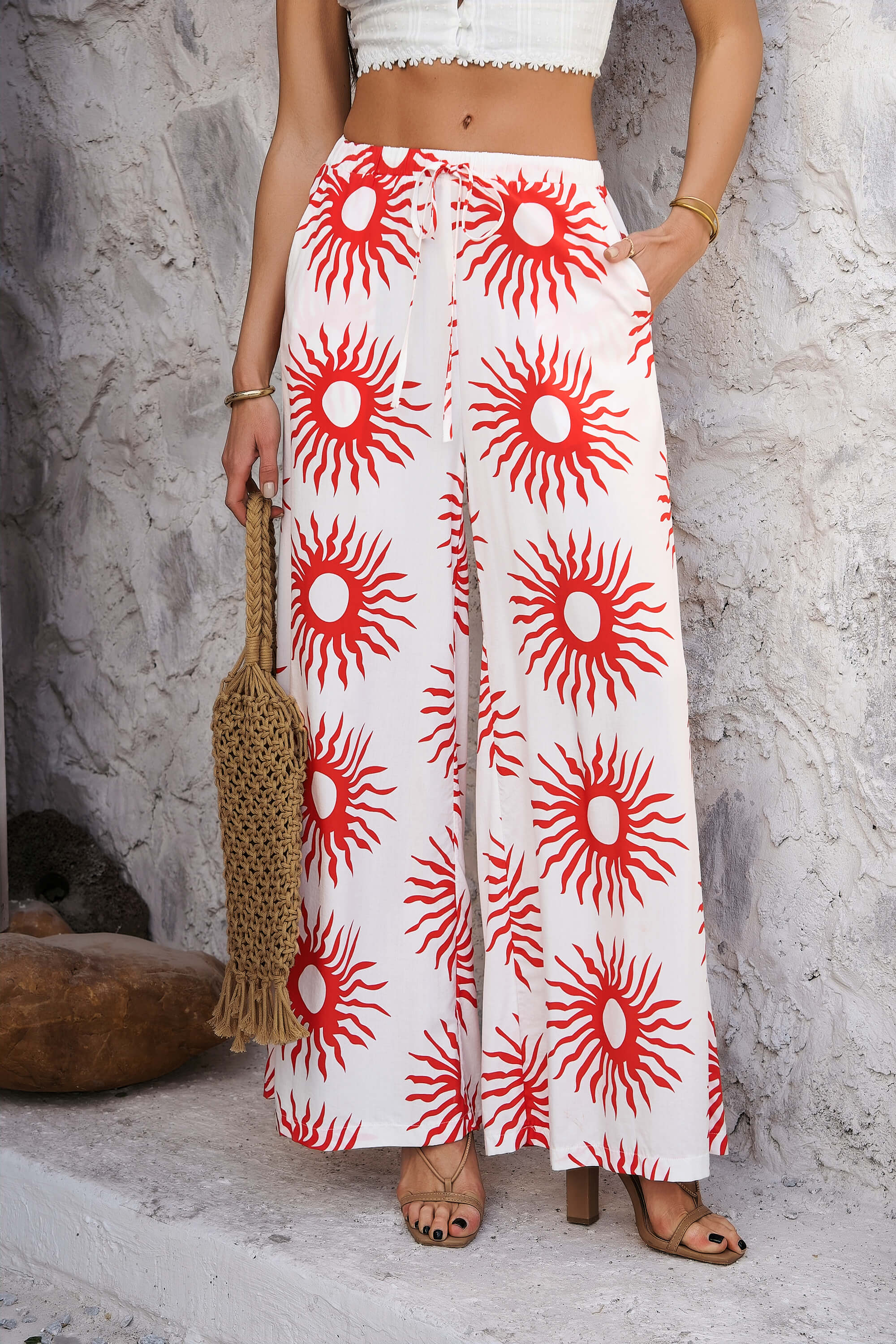 Yacht Party Wide Leg Pants - red - Image 4