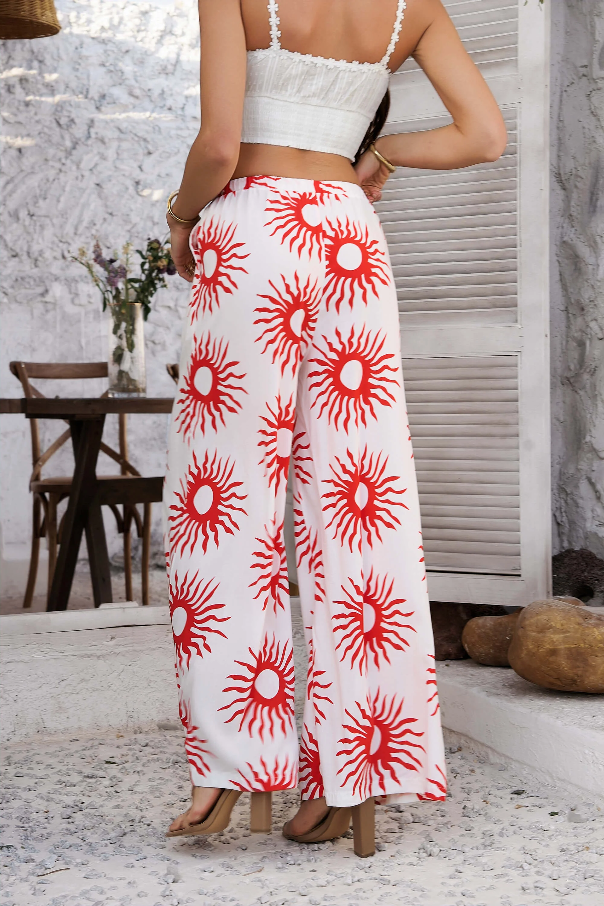 Yacht Party Wide Leg Pants - red - Image 5