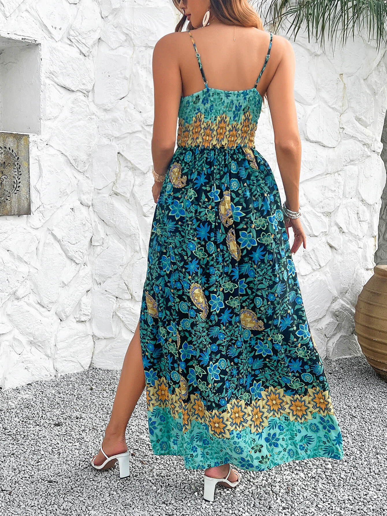 Yasmin Floral V-Neck Boho Maxi Dress - Image 6