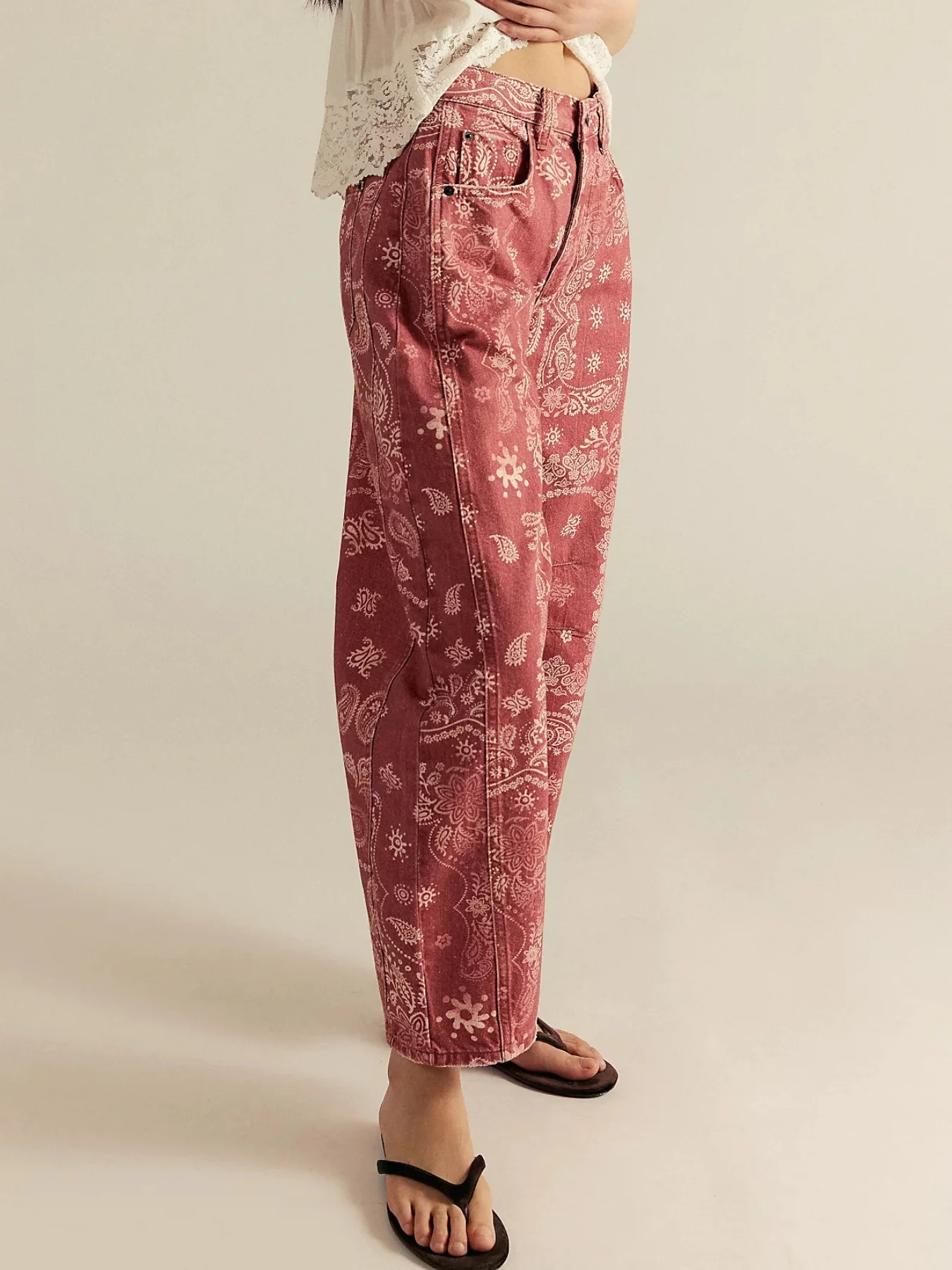 Your Luck Day Mid Rise Barrel Jeans - red - Image 6