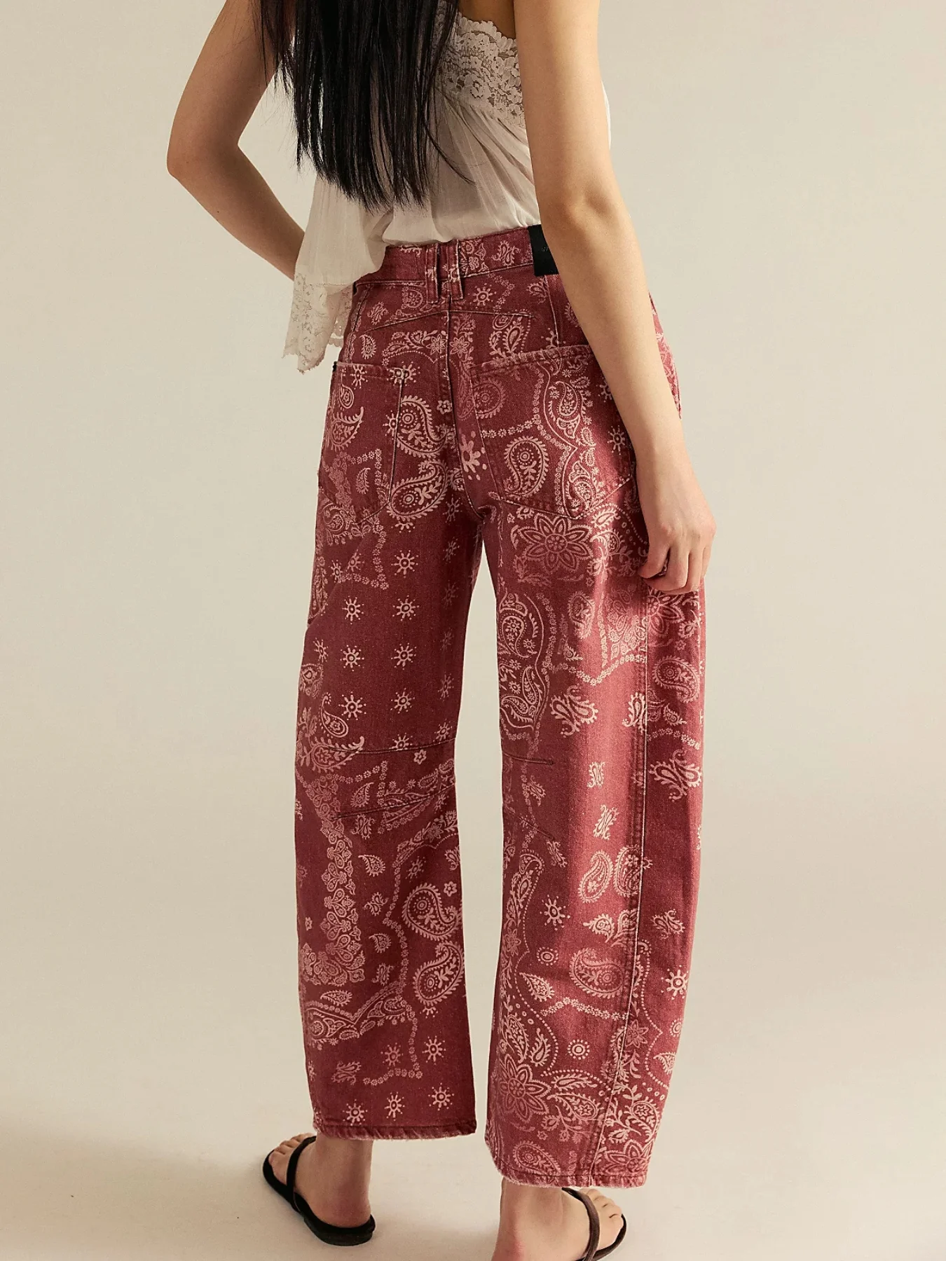 Your Luck Day Mid Rise Barrel Jeans - red - Image 7
