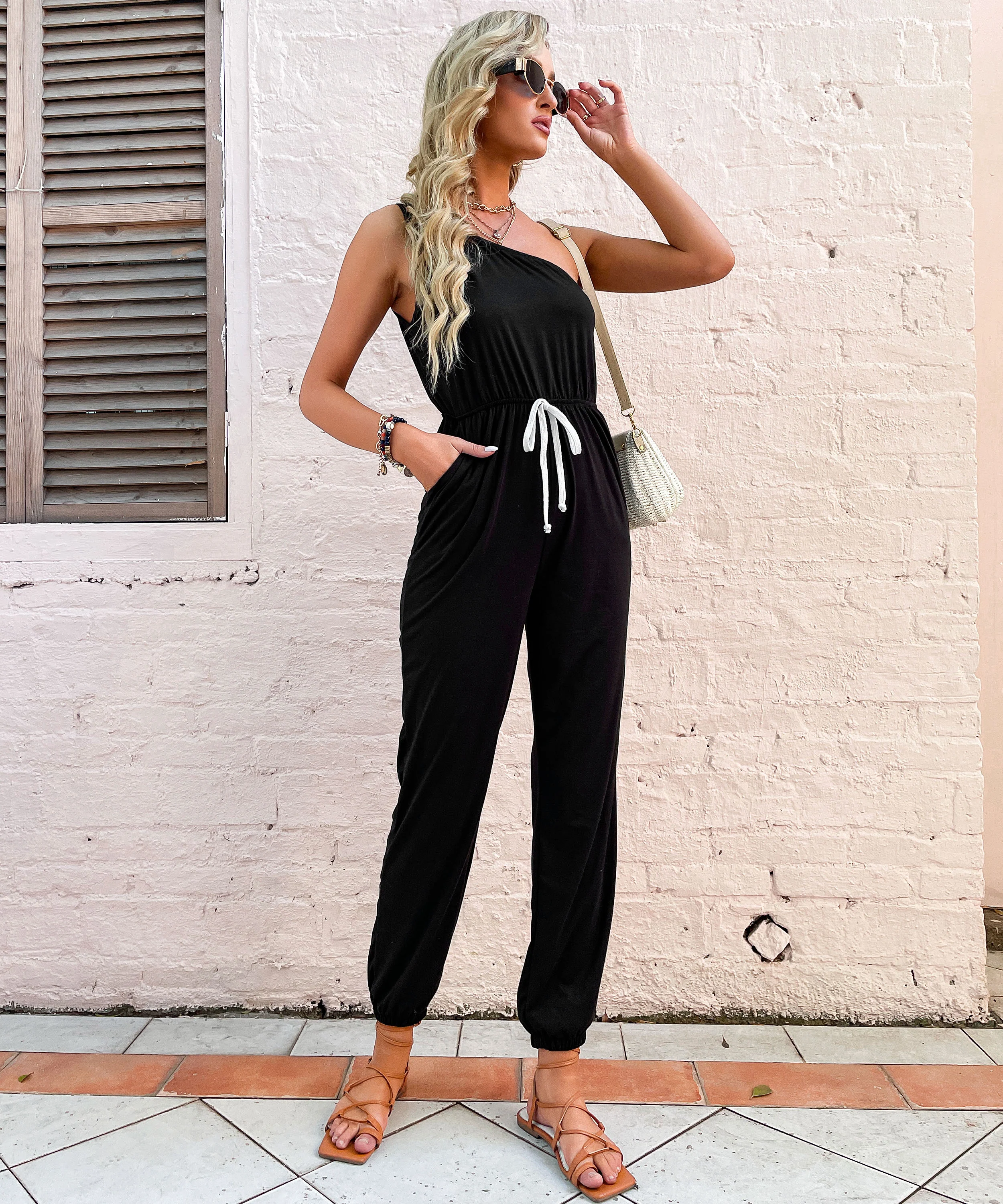 ZANIYA COTTON BLEND JUMPSUIT - BLACK - Image 7