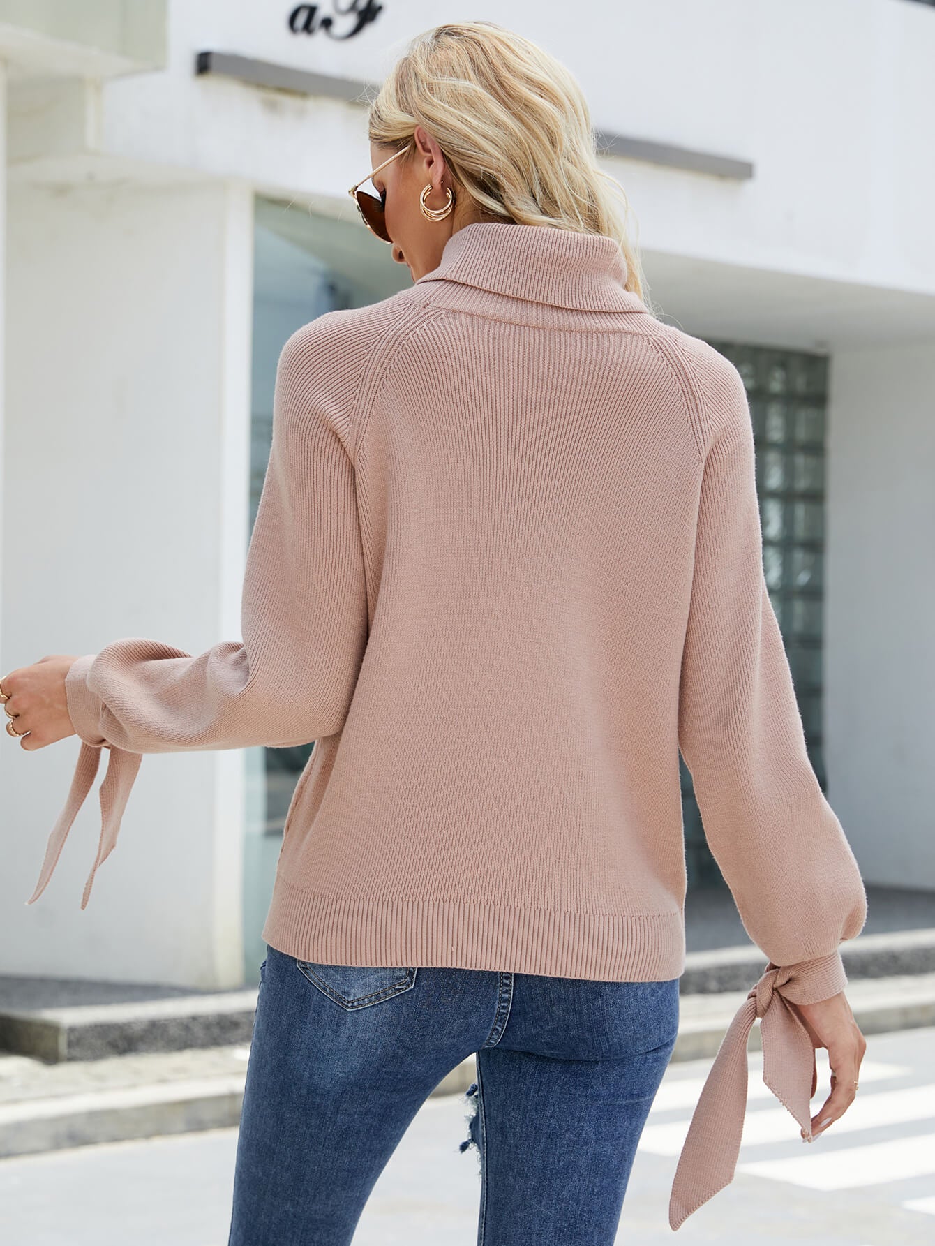 ZERUAH TURTLE NECK KNIT SWEATER - BEIGE - Image 5