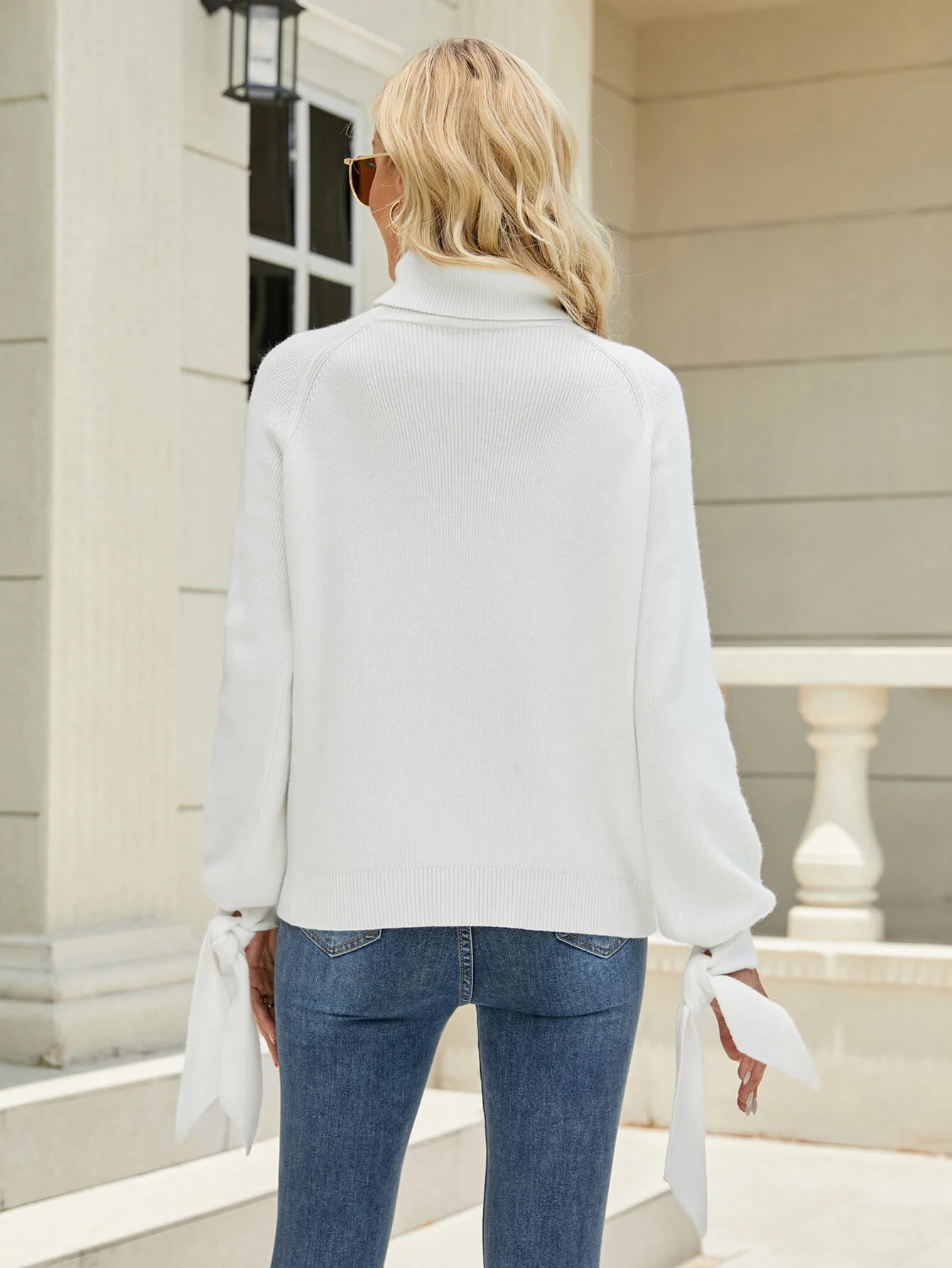 ZERUAH TURTLE NECK KNIT SWEATER - WHITE - Image 6