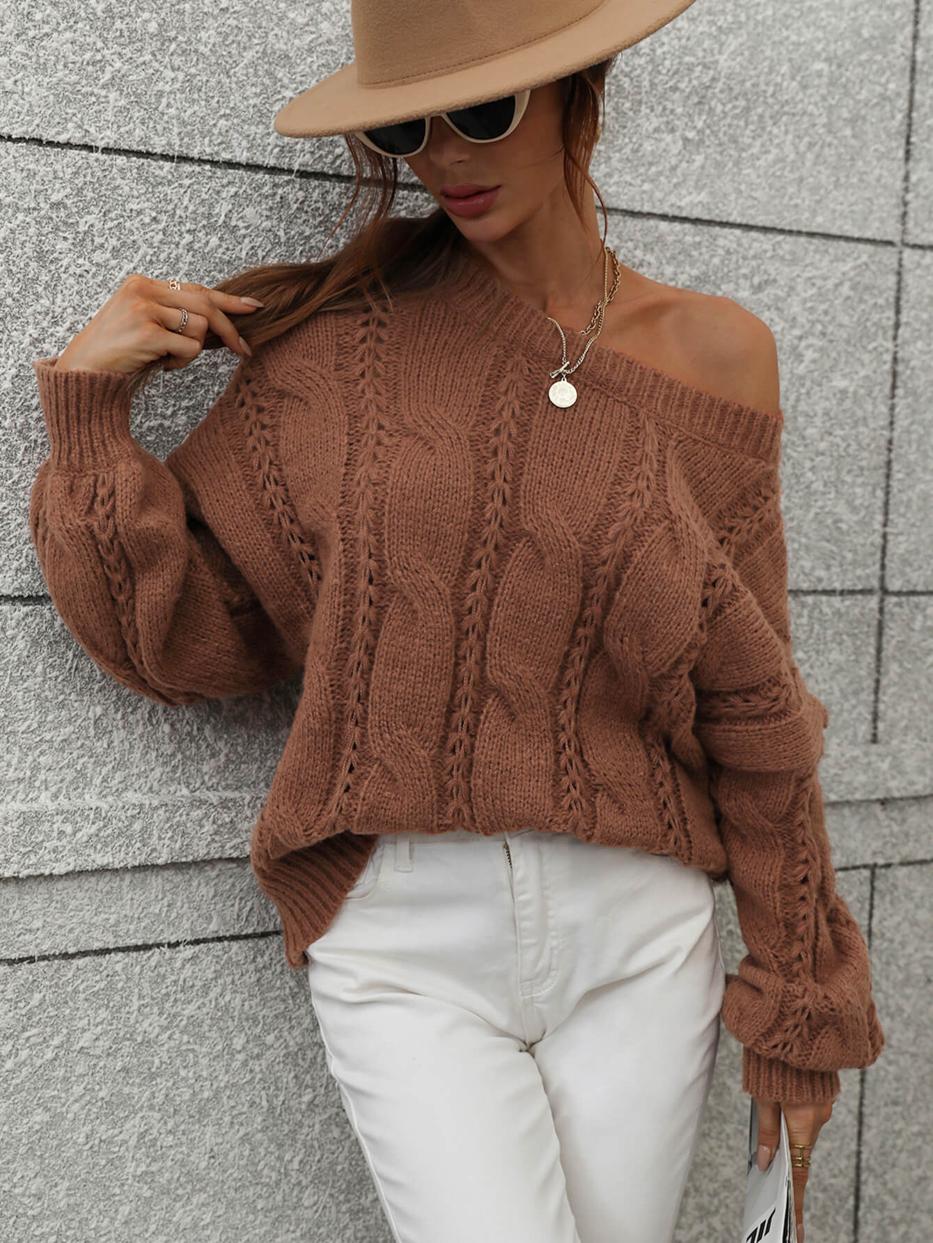 ZINNY KNIT SWEATER - BROWN - Image 4