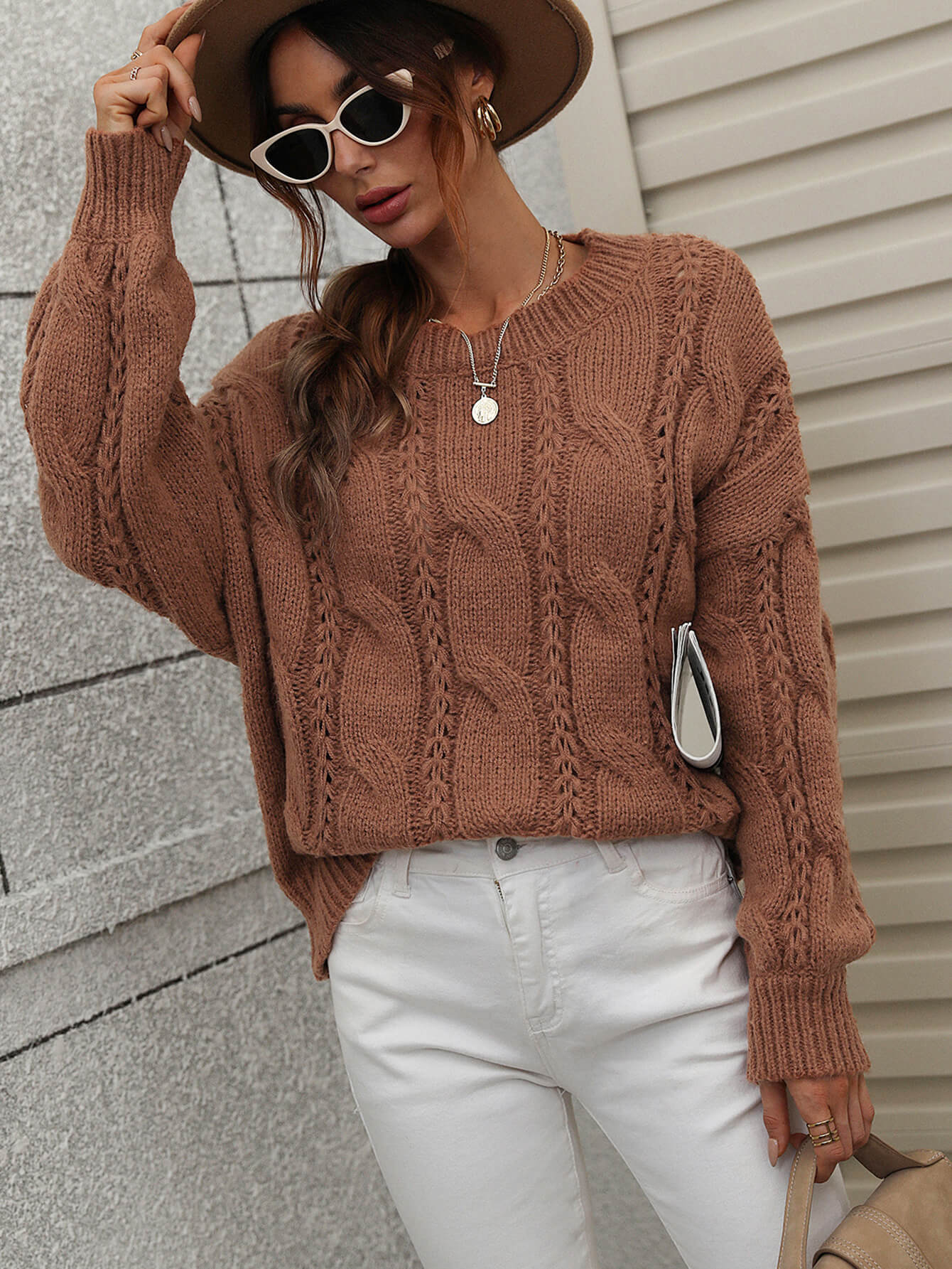ZINNY KNIT SWEATER - BROWN - Image 5
