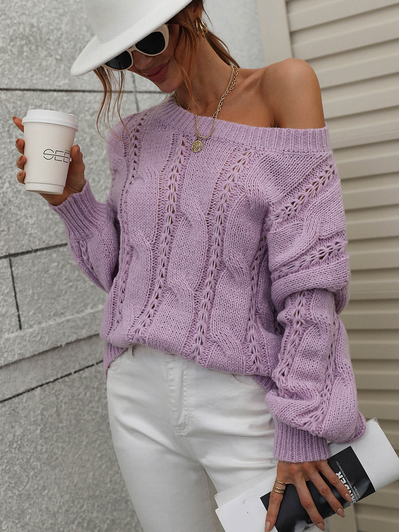 ZINNY KNIT SWEATER - LAVENDER - Image 2