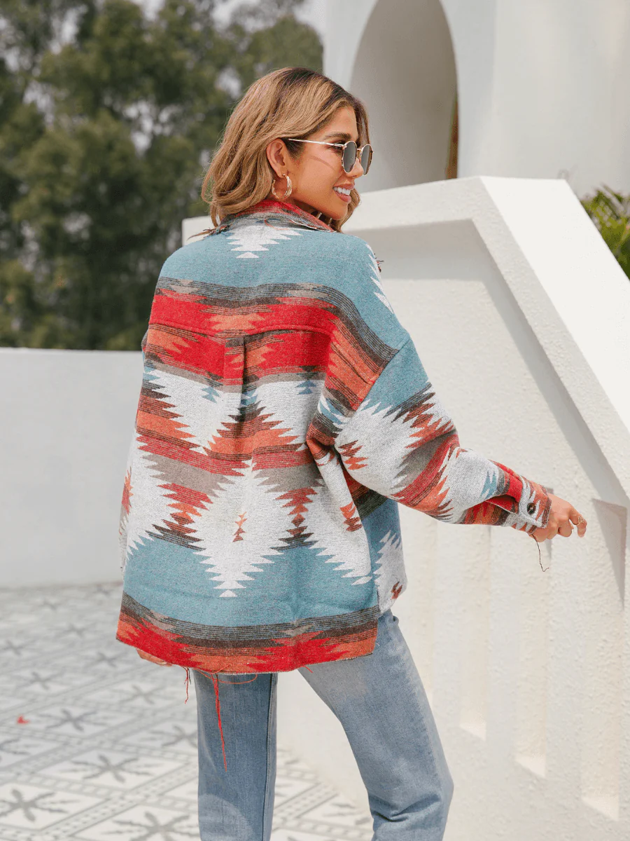 ZION DISTRESSED BUTTON DOWN SHACKET - MULTI - Image 6